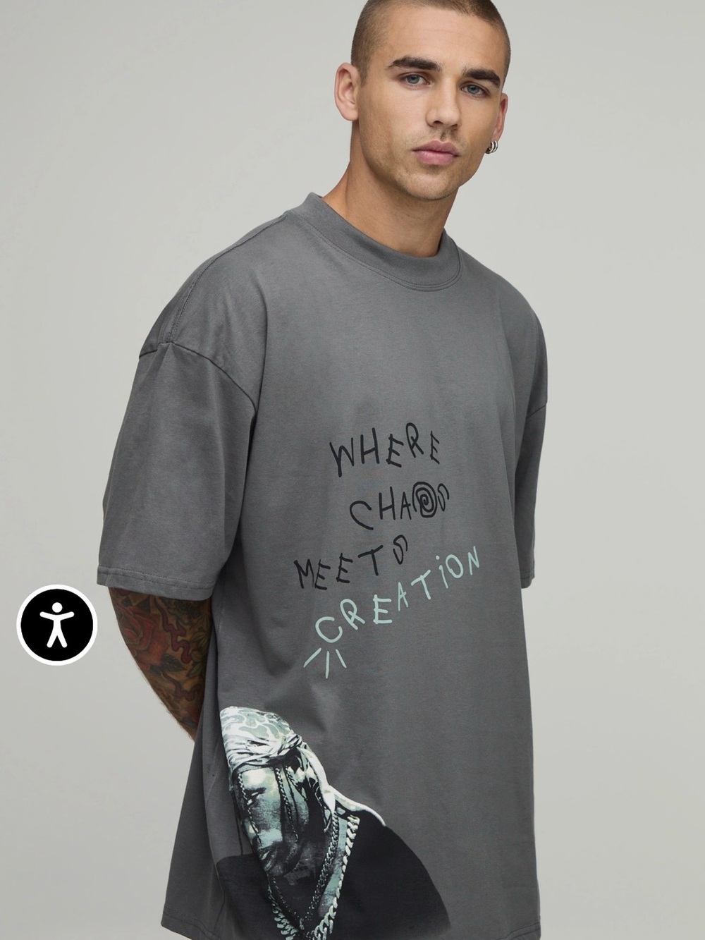 boohooMAN Oversized Travis Scott License Printed T-shirt Small New